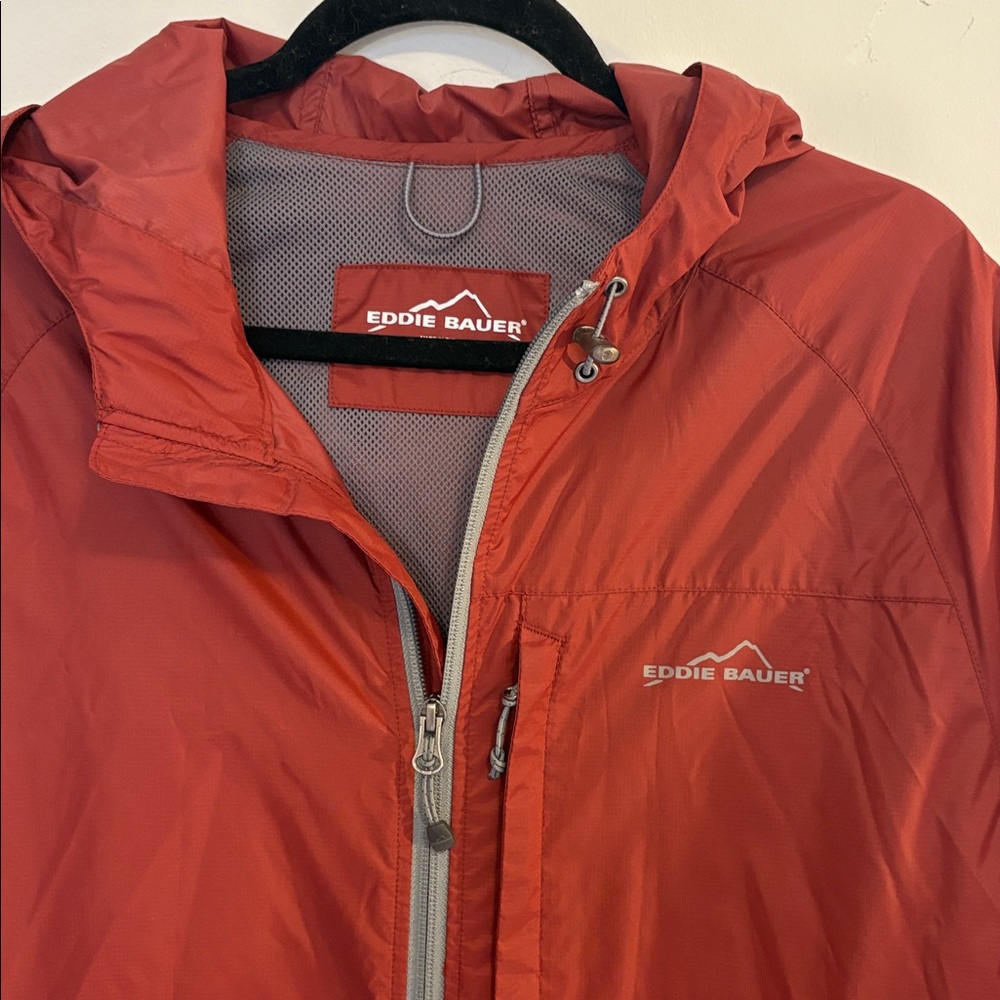 Eddie Bauer Packable Full Zip Windbreaker Hiking Space Saver Hiking Jacket L